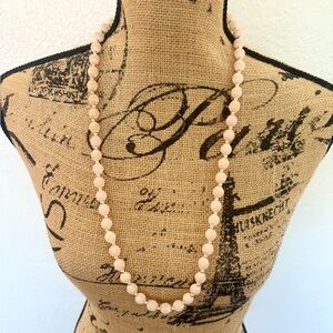 Vintage 1950-60’s Ivory Silk Thread Beaded Long Necklace